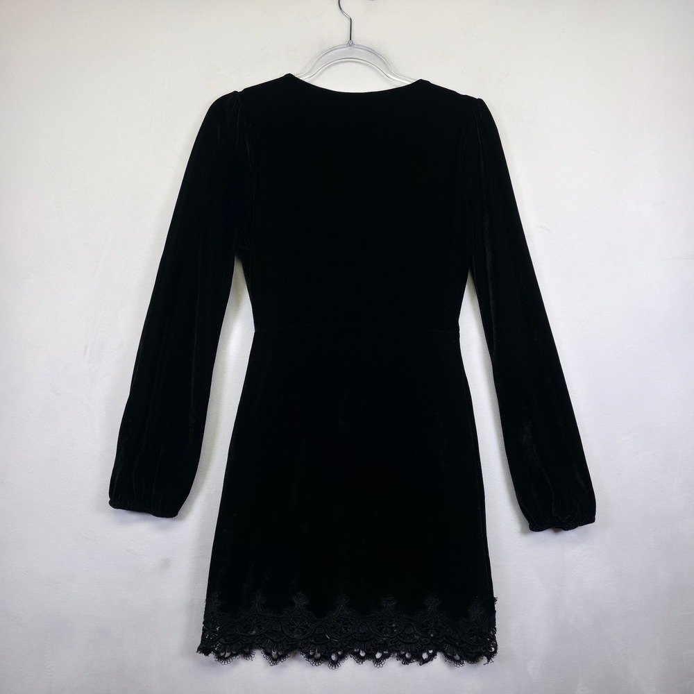 4SISNNA Velvet Lace Dress Womens S Black Gothic Romantic Dark WhimsigothY2K - Picture 14 of 16